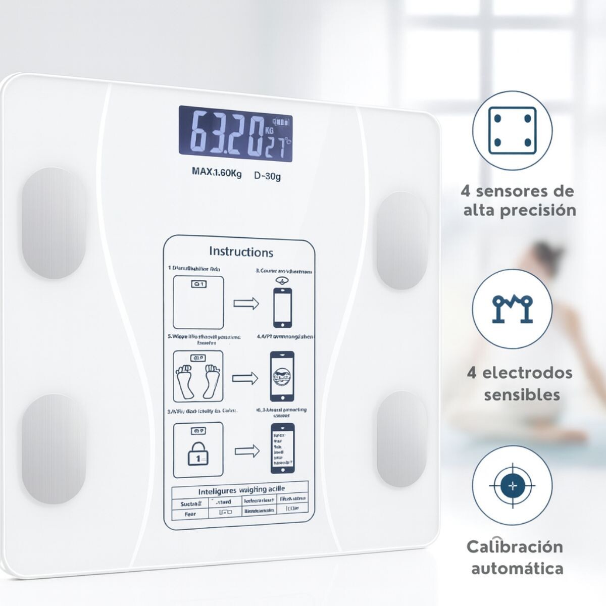 Balanza Digital Corporal Baño App Inteligente Celular Smart 