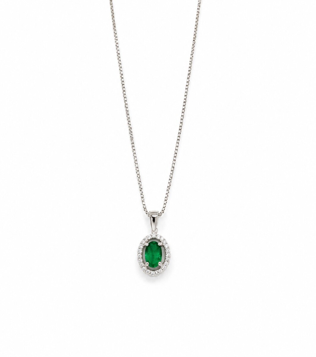 Cadena y colgante con Esmeralda Oro blanco 