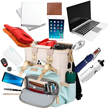 Mochila Maternal Laptop Antirrobo Urbano Portátil Beige
