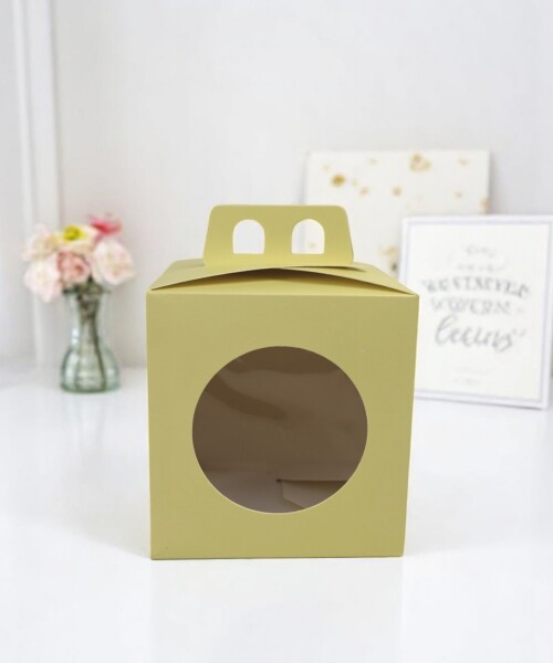 Caja flexi 52 13x13x12 con visor + asa. AMARILLO PASTEL