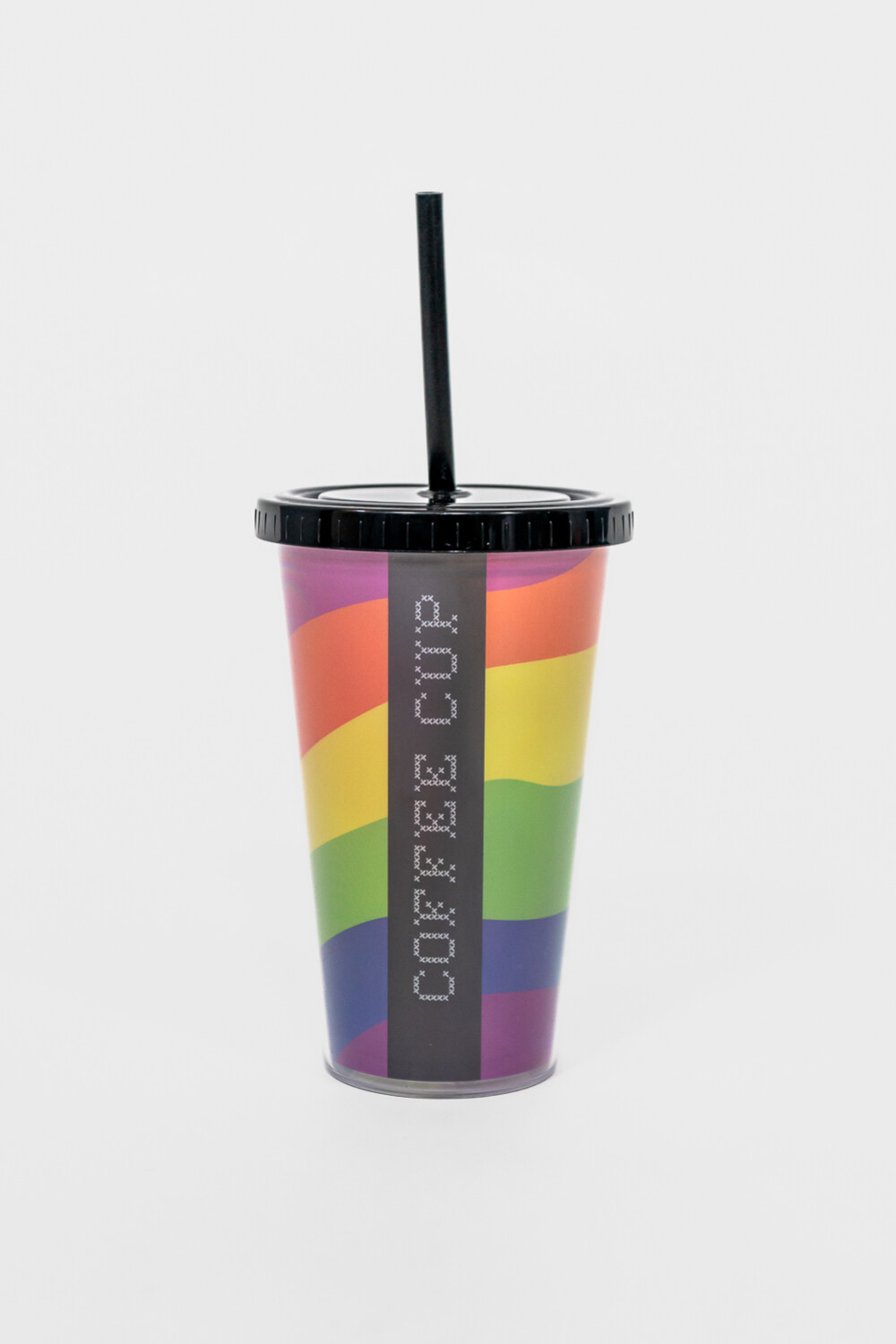 Vaso Con Tapa + Sorbito Arcoiris Estampado 1