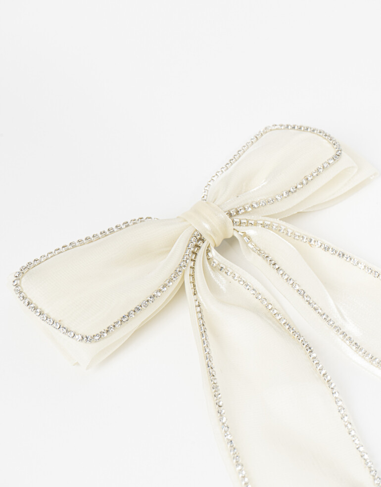 Hebillas Francesas Metal Hebilla Francesa Con Moño Y Strass - Blanco Crema