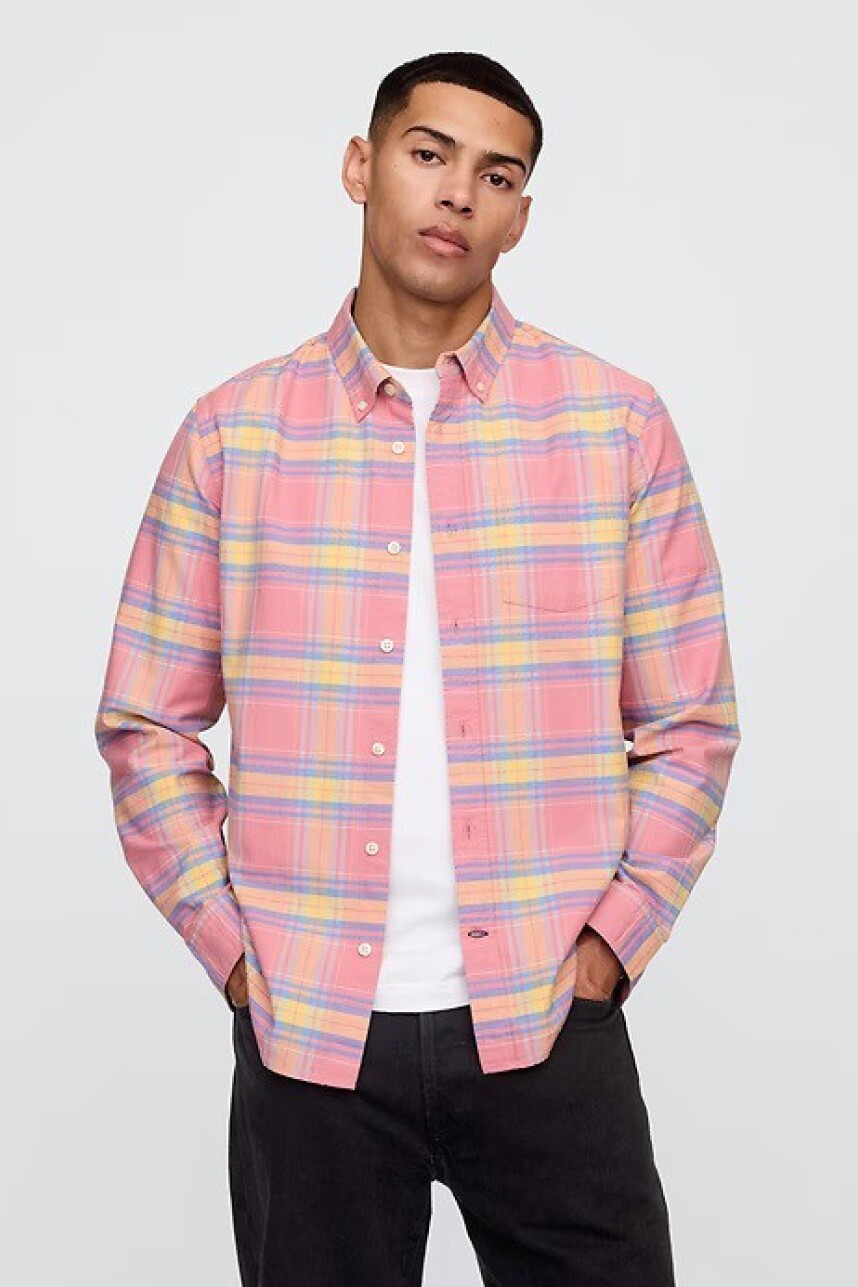 Camisa Standard Oxford Hombre Pink Madras Plaid