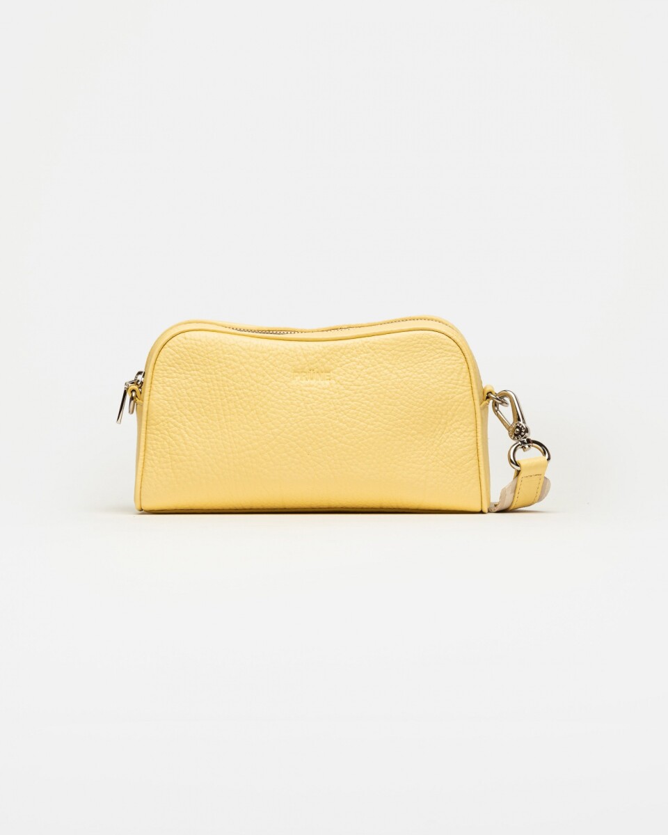 Bandolera The Club en cuero graneado - Vainilla Niquel 