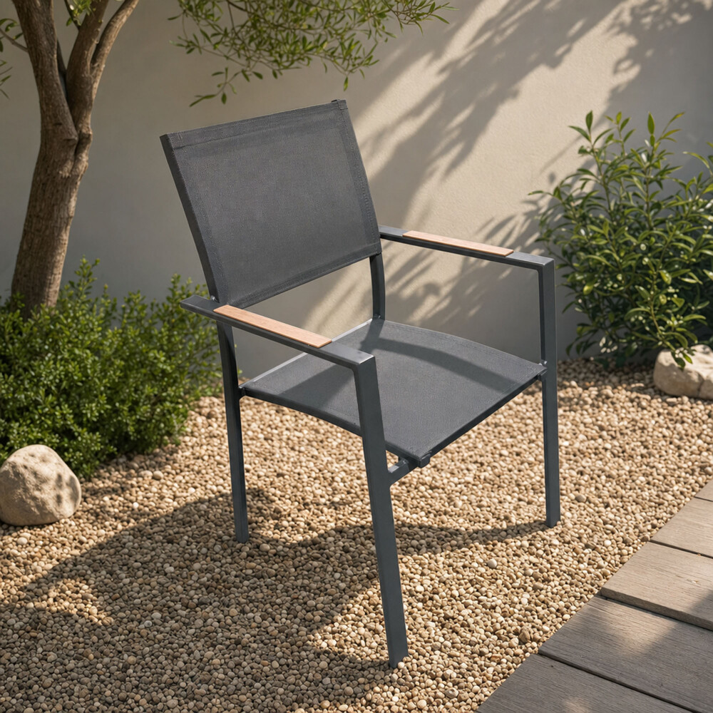 SILLA DE EXTERIOR ALUMINIO GRIS TENERIFE