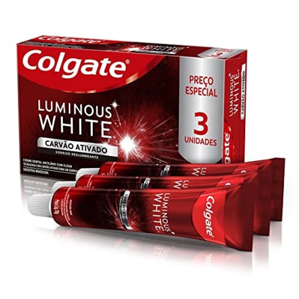 Pasta De Dientes Colgate Luminous White Carbón Activado 3 Uds. 