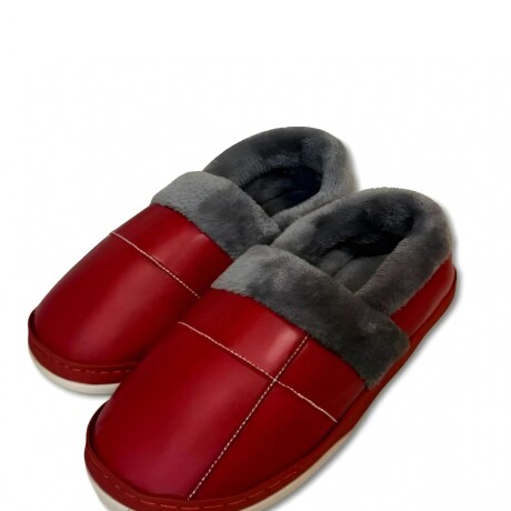 Pantuflas Unisex Cuerina Piel Sintética Antideslizantes Bordó