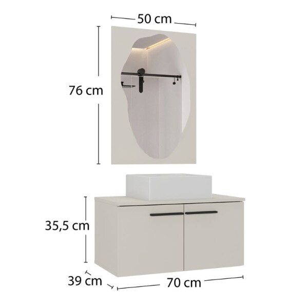 MUEBLE DE BAÑO SUSPENDIDO 70 CM CON ESPEJO SIN BACHA - ARENA MUEBLE DE BAÑO SUSPENDIDO 70 CM CON ESPEJO SIN BACHA - ARENA