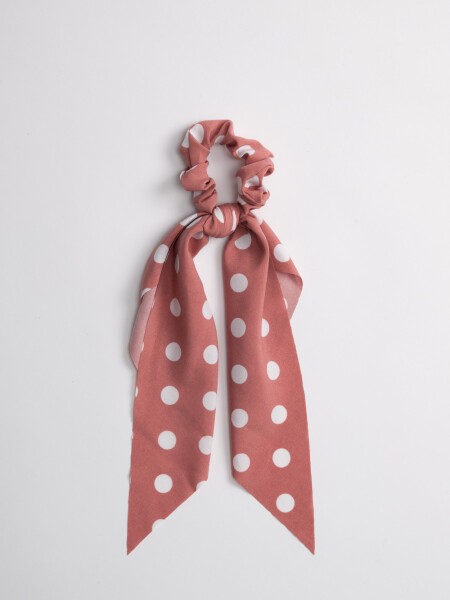Scrunchie de tela con moña Lunares Bordo
