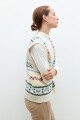 Chaleco con jacquard multicolor beige