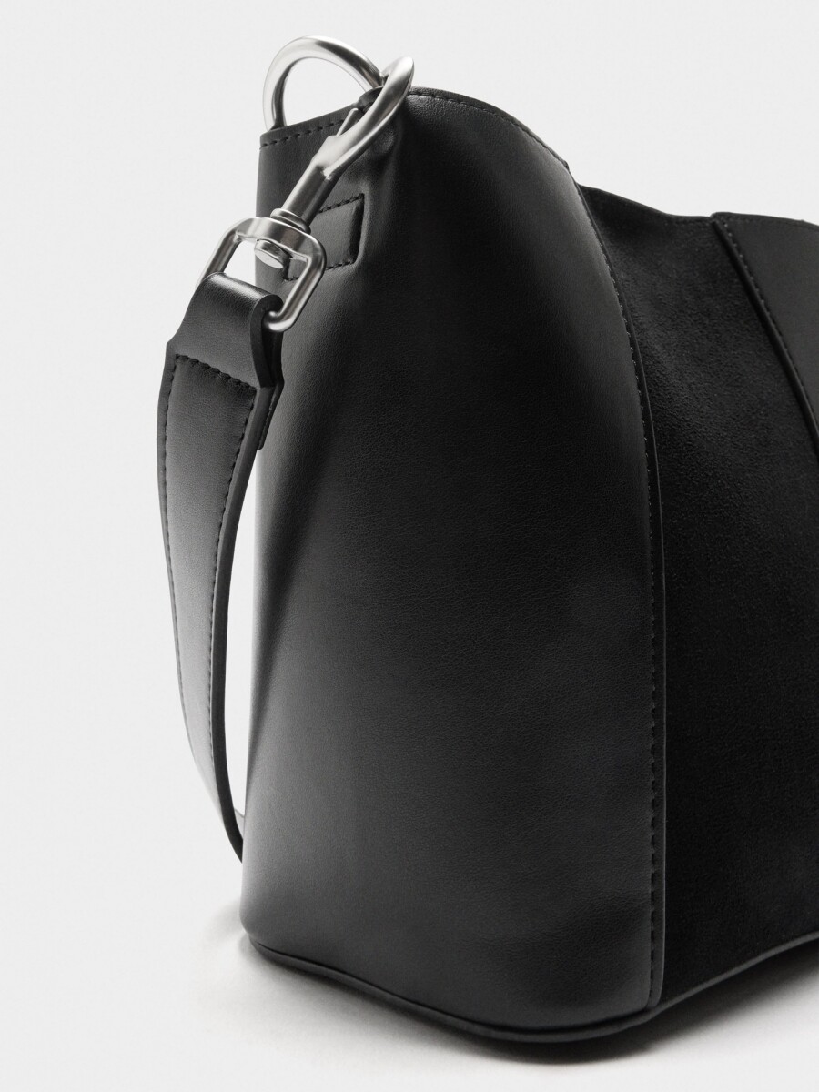 Bolso Bombonera Contraste De Texturas negro