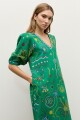 Maxi vestido estampa Étnica verde