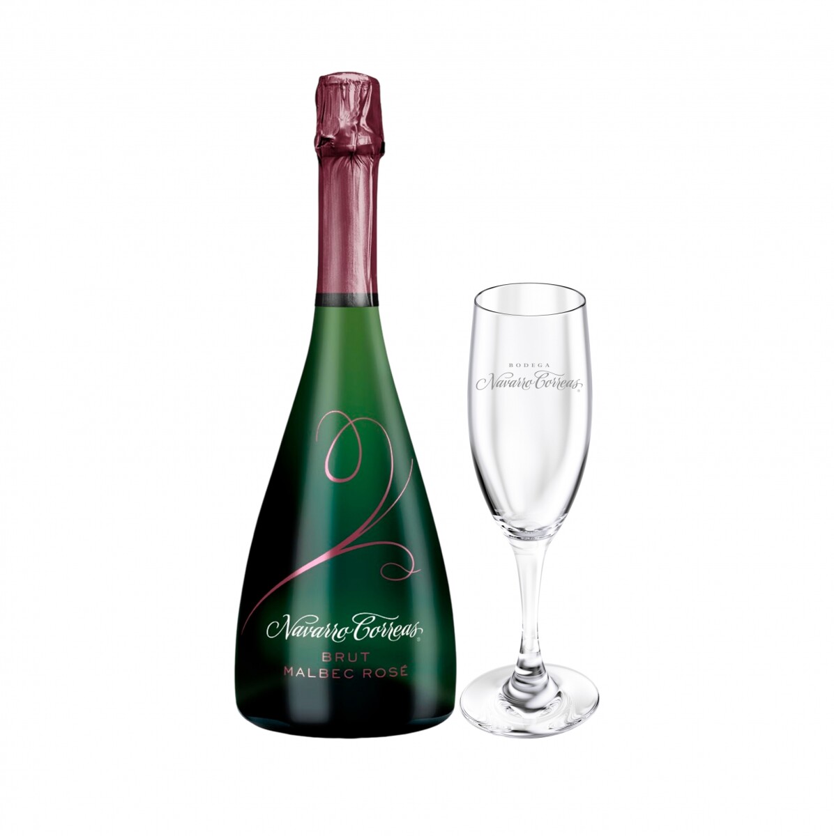 Combo Espumante Brut Malbec Rose + 1 copa de regalo 