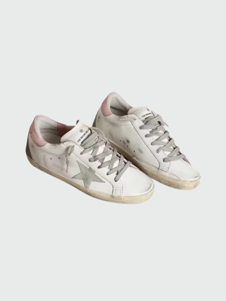 Golden Goose-Championes de cuero acordonados, Super Star Blanco