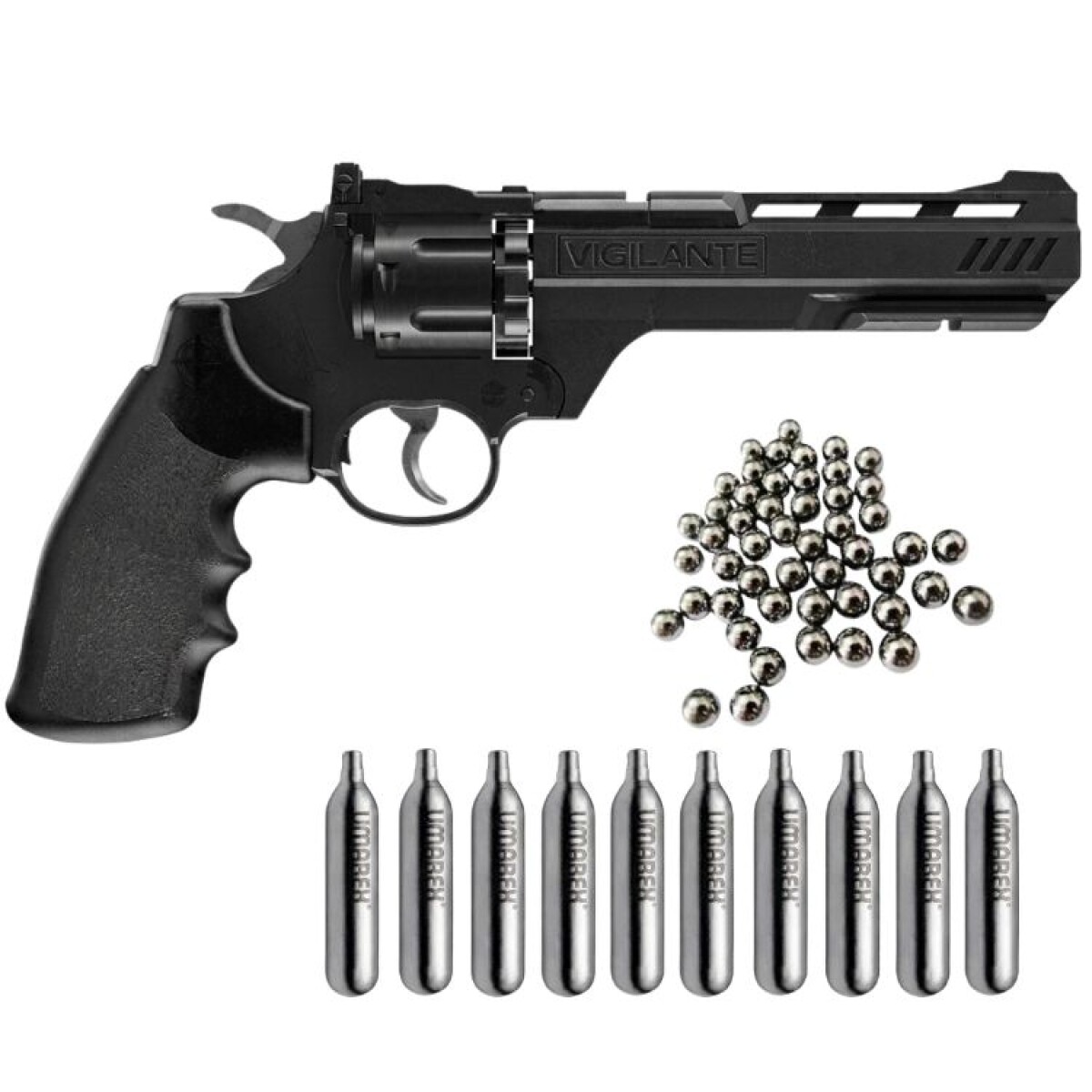 Revólver Crosman Vigilante Co2 4,5 Mm Diábolo/BBs + Garrafas 