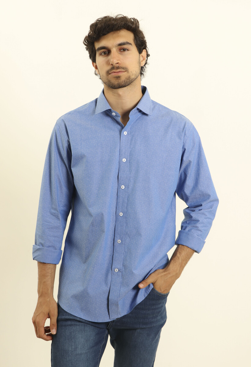 CAMISA HARRINGTON LABEL - Azul/blanco 