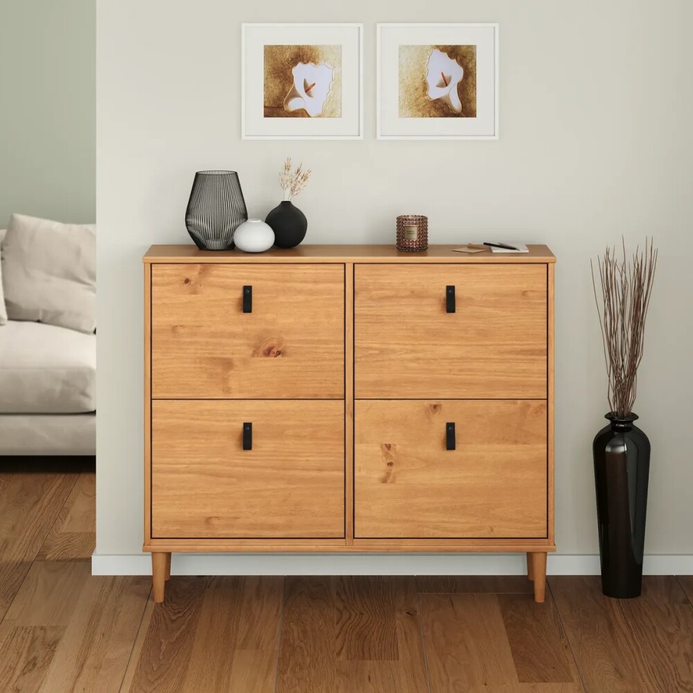 ZAPATERA 4 PUERTAS MADERA MACIZA DORMITORIO Color madera