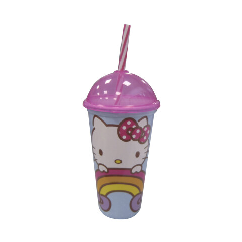 Vaso Plástico Milk Shake con Pajita Hello Kitty 500 ml U