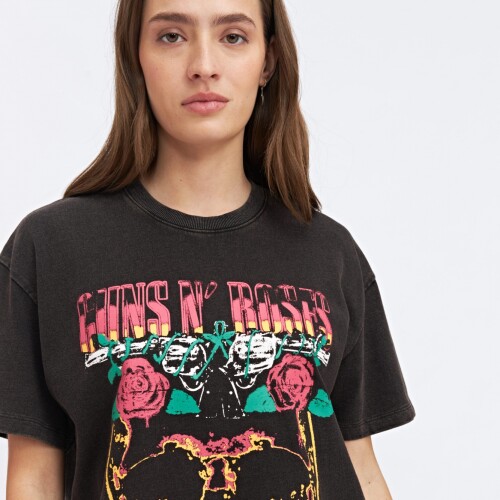 Remera Dama M/C C/Estam.Oversize N+ Negro