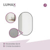 Espejo Vertical Lumax Moddy Marco Ovalado y Luz Led 50x70cm Negro