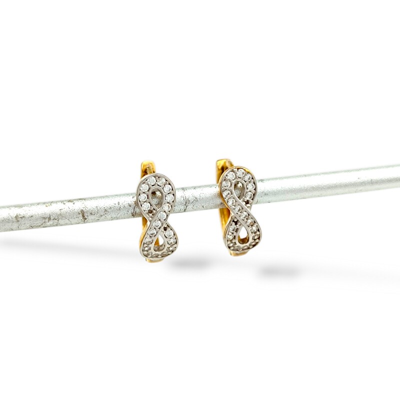 Caravanas aros infinitos oro- Oro bajo - Zirconia - CA8183 conpiedra
