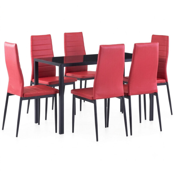 JGO DE COMEDOR TMAX 6 Sillas tap + Mesa Vidrio 140 x 70 ROJO N/A