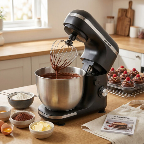 Batidora planetaria Daewoo con bowl | 3 batidores metálicos | Color negro Batidora planetaria Daewoo con bowl | 3 batidores metálicos | Color negro