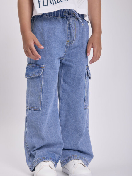 Pantalón jean cargo Azul Medio
