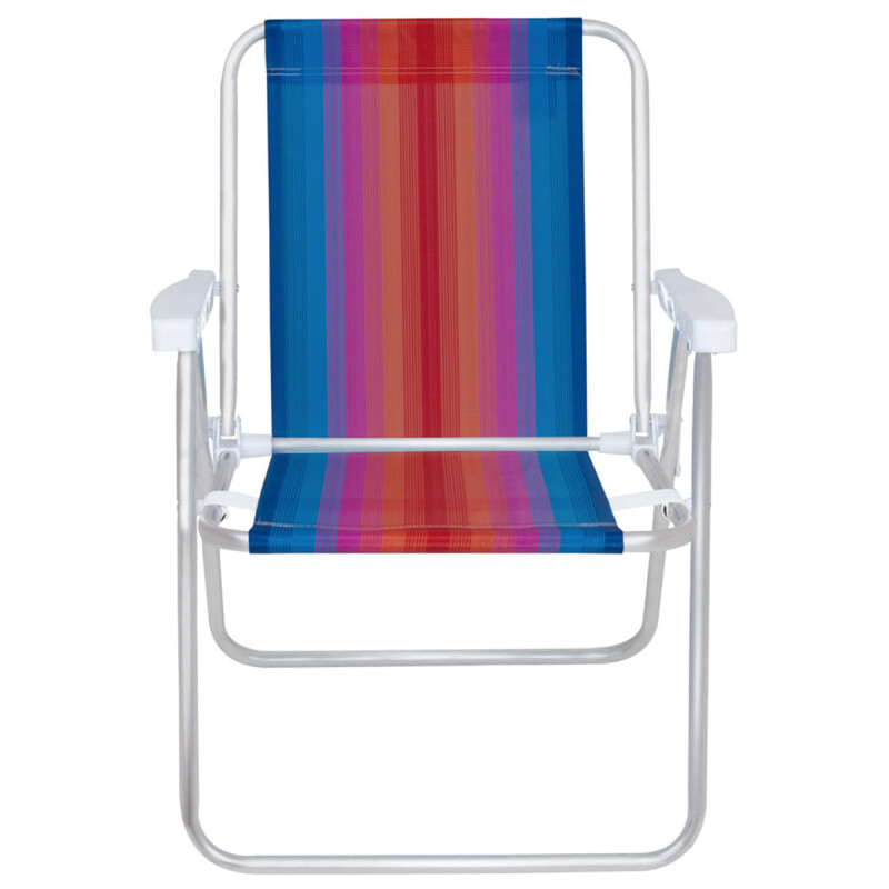 Set X 2 Sillas Altas Aluminio Clásica A Rayas NARANJA/AZUL