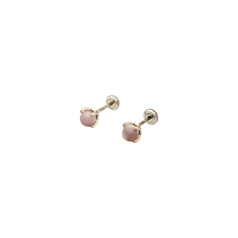 Abridores bebe Bolitas - Plata 925 - Cuarzo rosa- AB3024 Conpiedra