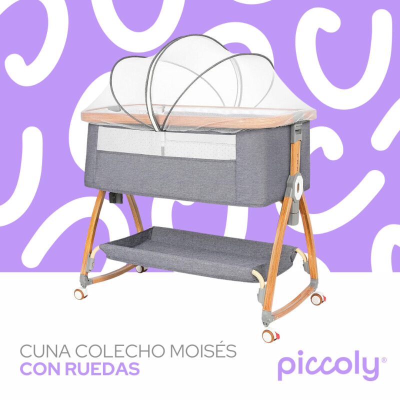 Cuna Colecho Con Mosquitero Plegable Para Bebe Con Ruedas Gris