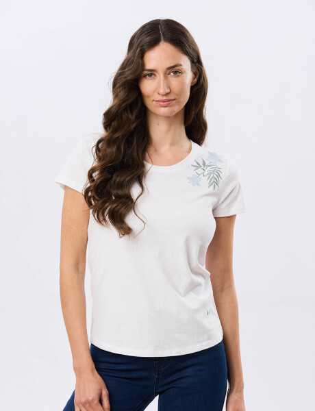 REMERA BORDADA DE ALGODÓN Blanco
