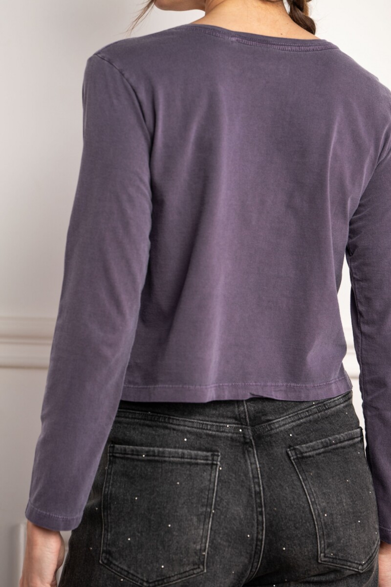 Remera Manga Larga Lavada Violeta
