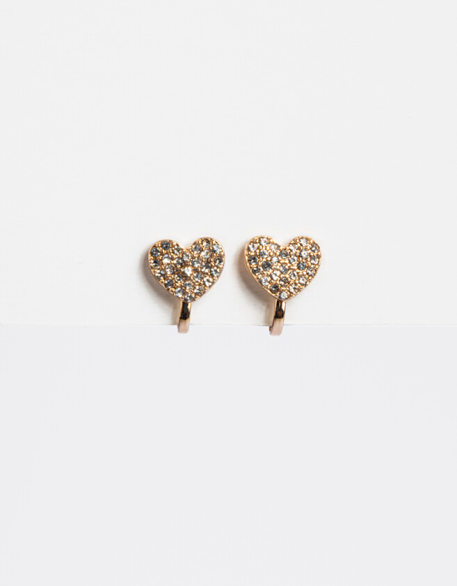 Aros Clips Corazón Aros Clip De Corazón - Dorado