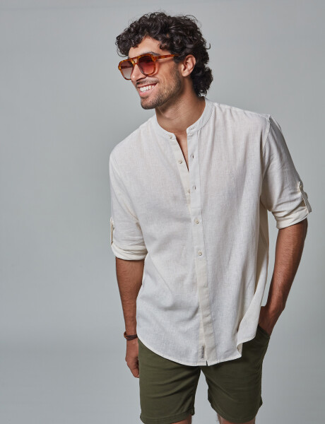 Camisa lino lisa arena