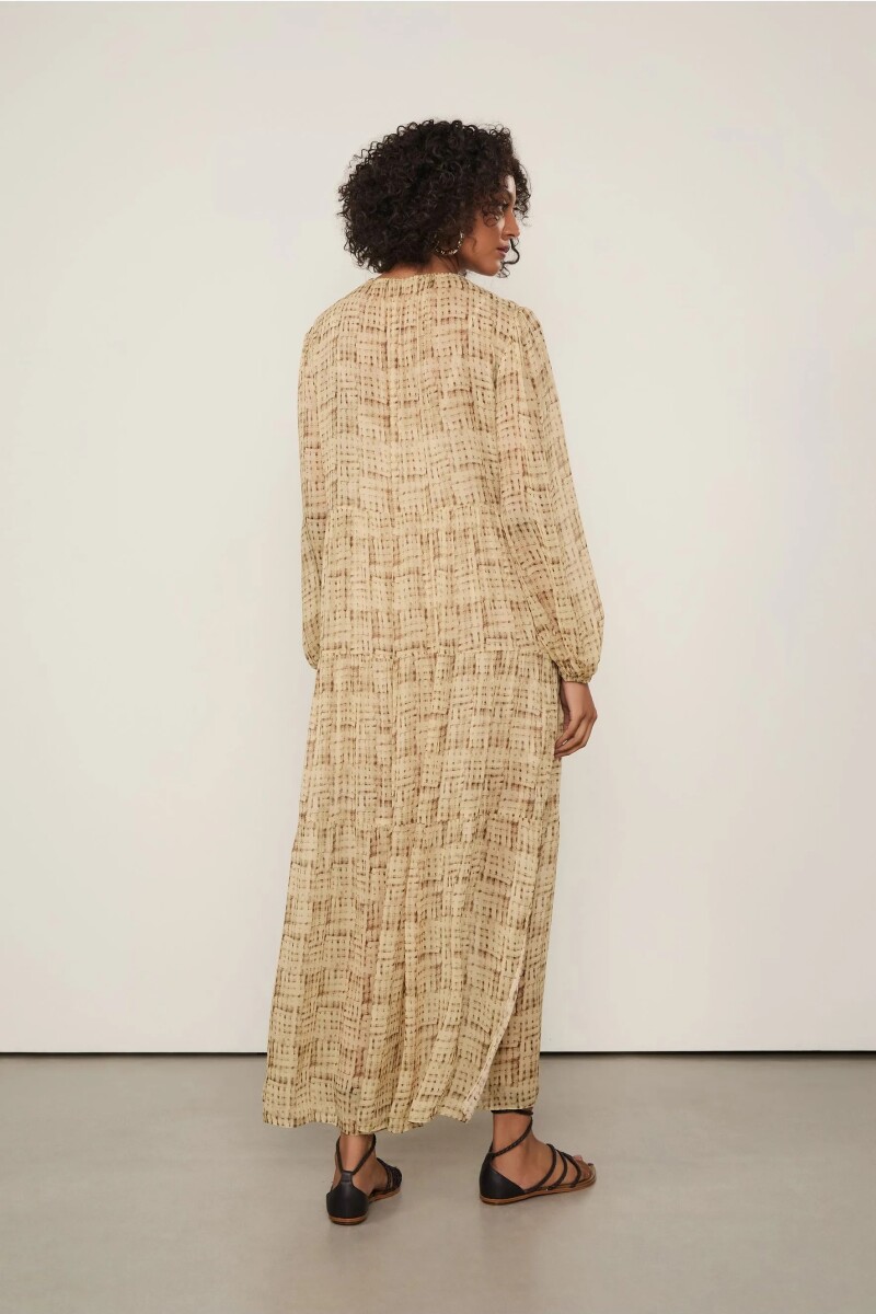 Vestido largo trama Beige