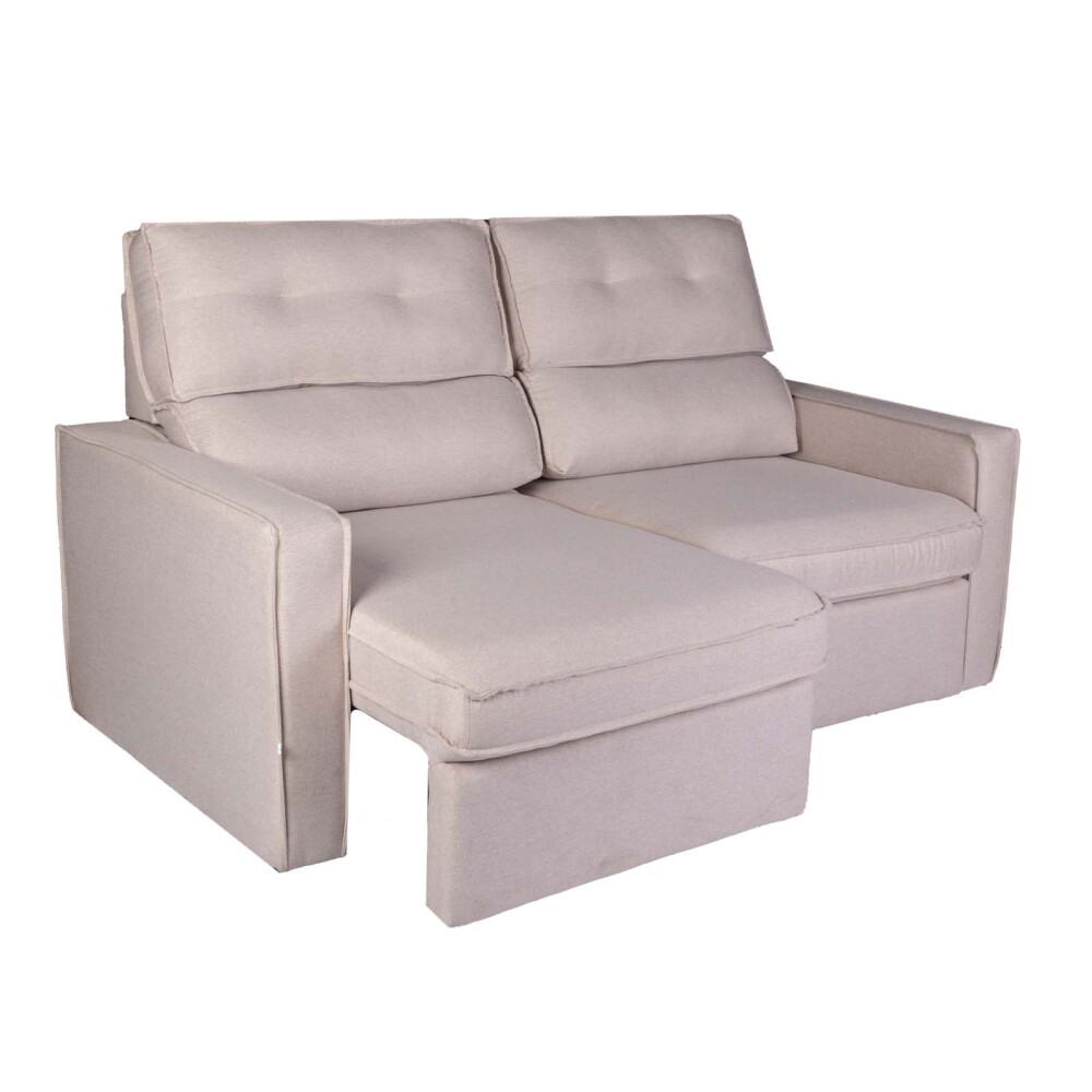SOFA RETRACTIL 2 CUERPOS TELA NATURAL-BEIGE AMBAR BEIGE