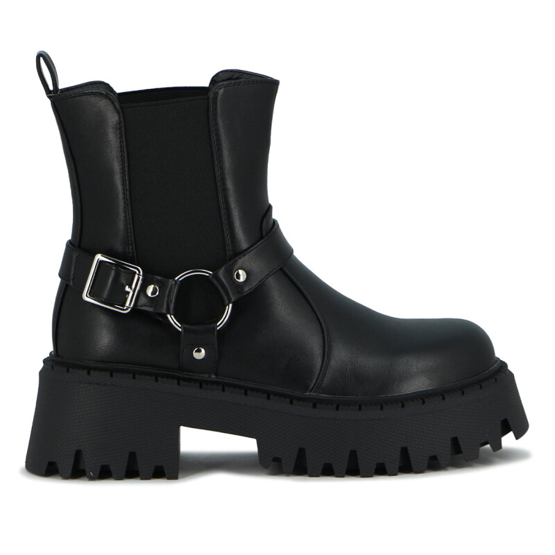 Darkness Bota Dama Caña Media C/ Hebilla Y Elastico Negro