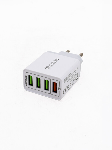 FICHA CARGADOR RAPIDO 4 ENTRADAS USB BLANCO (V)