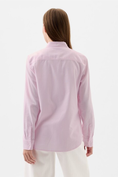 Camisa Con Bolsillo Logo Gap Mujer Pink Stripe 8172-1
