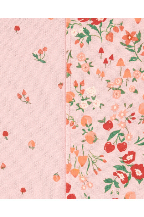 Buzo de algodón, manga larga, diseño floral. Talles 12-24M Sin color