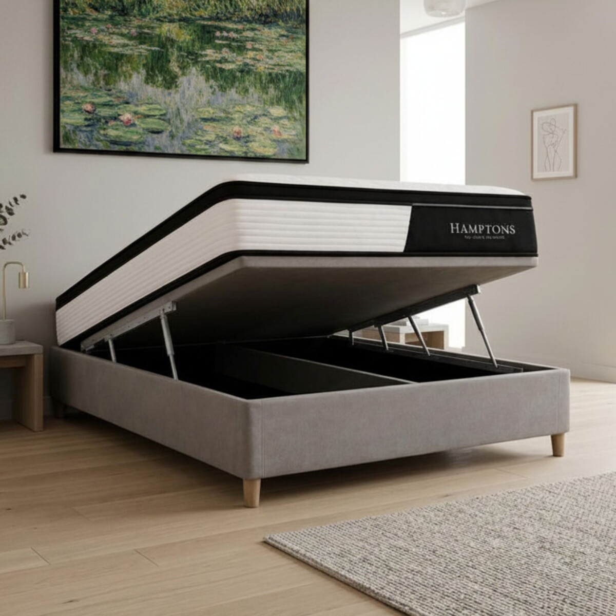 Sommier Queen Hamptons Hybrid Cobalt Smart Box Baúl - Gris 