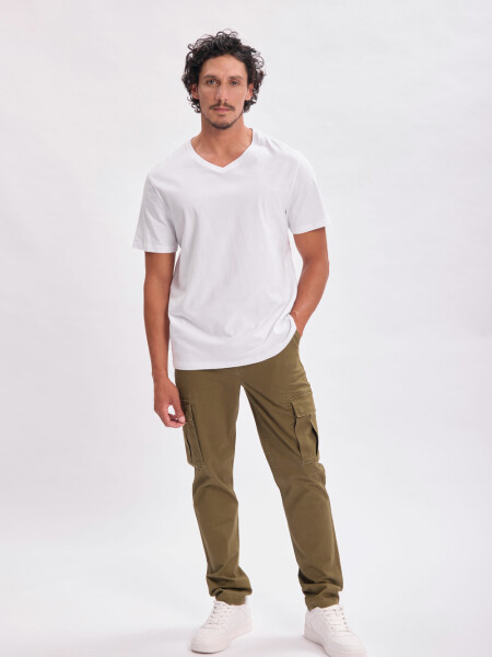 Remera manga corta cuello en v Blanca