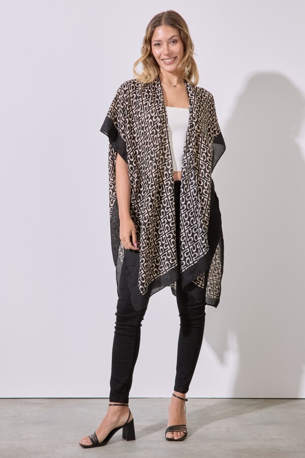 Kimono Printed NEGRO/BEIGE