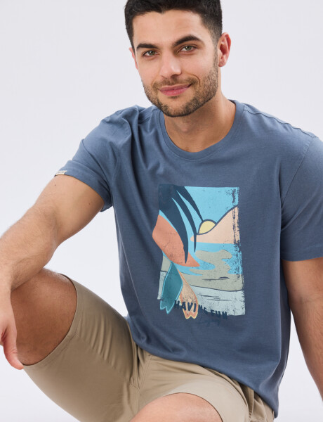 REMERA ESTAMPADA DE ALGODÓN Piedra