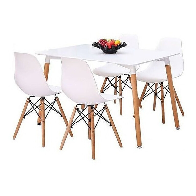 Juego de Comedor Eames Blanco Mesa MDF + 4 Sillas Juego de Comedor Eames Blanco Mesa MDF + 4 Sillas