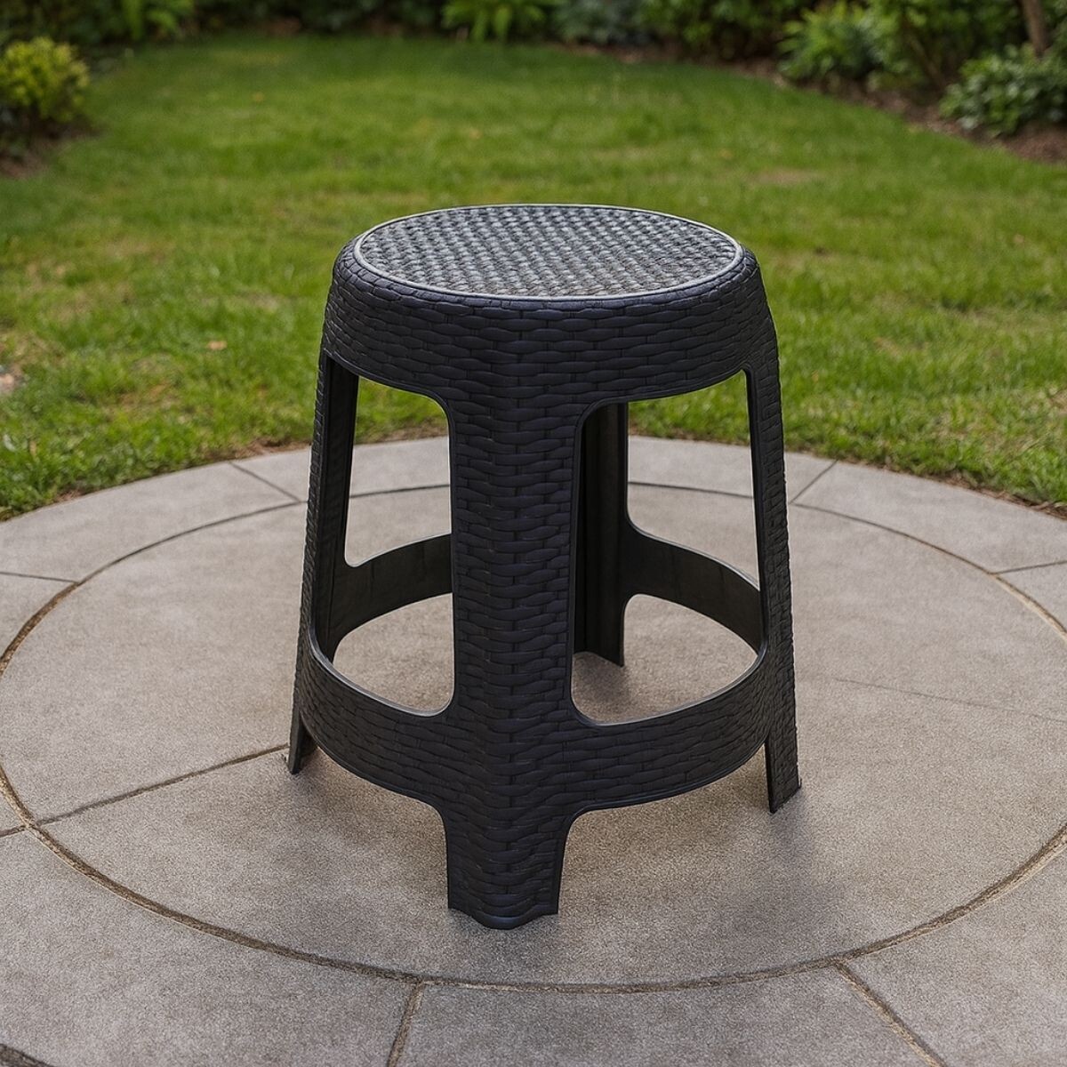 Banqueta simil ratán - NEGRO 