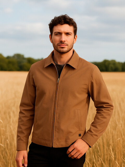 Campera de gabardina Beige