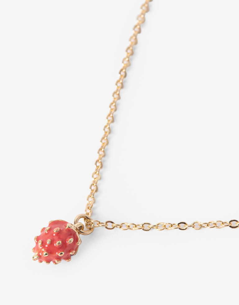 Cadena Corta con Dije Con Dijes Collar Corto Con Dije Frutilla - Dorado