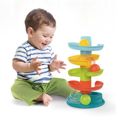 Juego Didáctico Torre 30Cm Pista Tobogán Pelota Bebé Huanger Multicolor